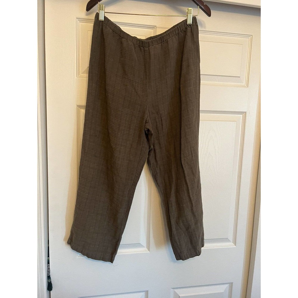 Eileen Fisher Organic Womens Pants Tapered Leg XS Pull On, Italian Fabric Brown